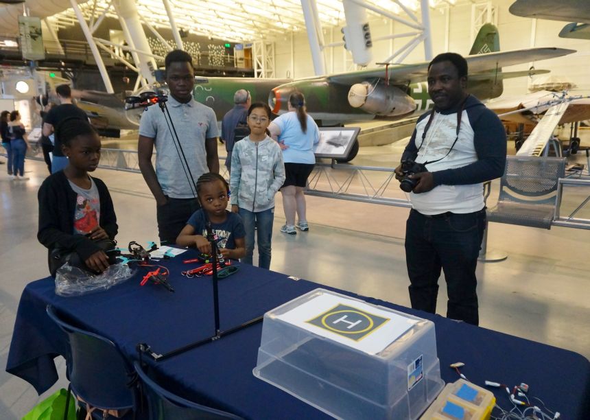 NASM Innovations 2019 drone pilot and his children